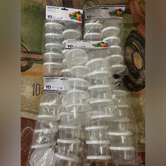 Lot of 5 10ct Packs (50 total) Sure Fresh Round Mini-Containers 2.3 fl oz NEW - Picture 2 of 7